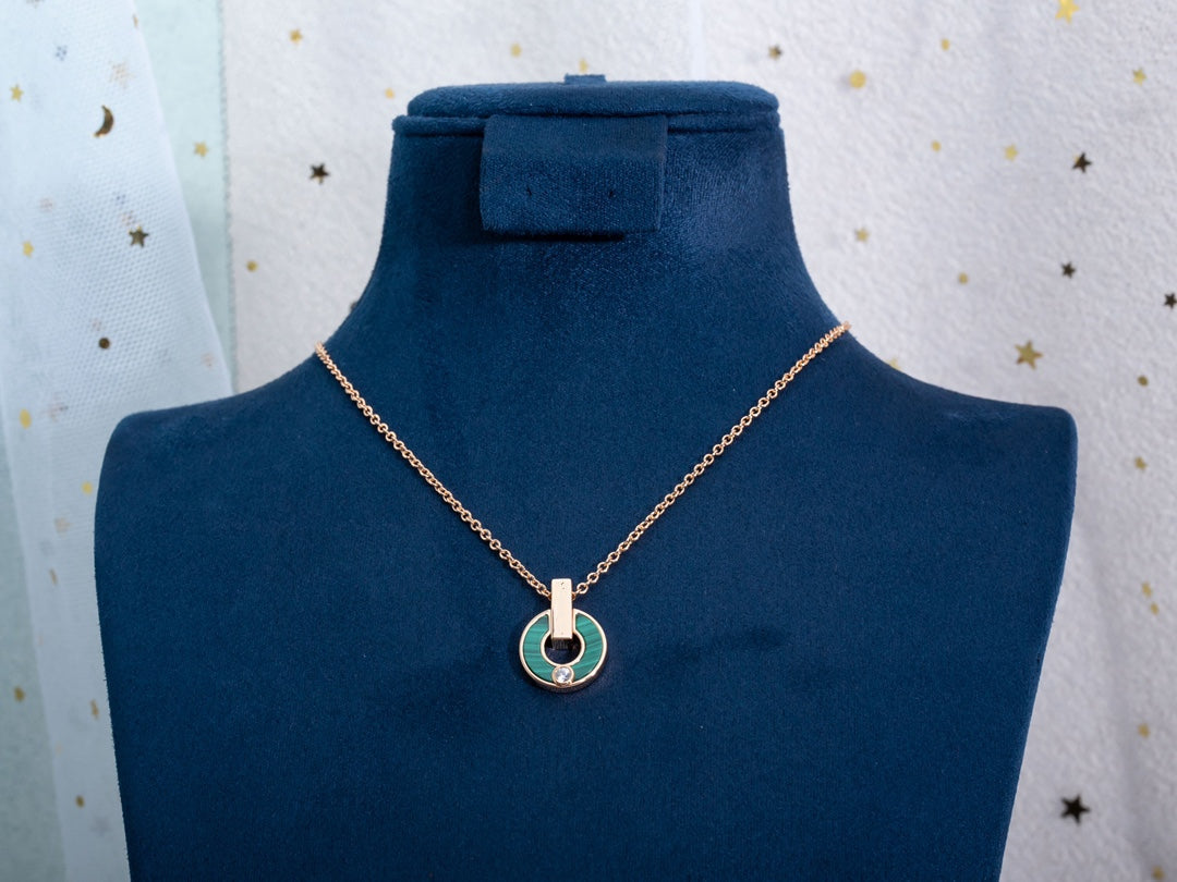 BVLGARI GARI NECKLACE PINK GOLD MALACHITE