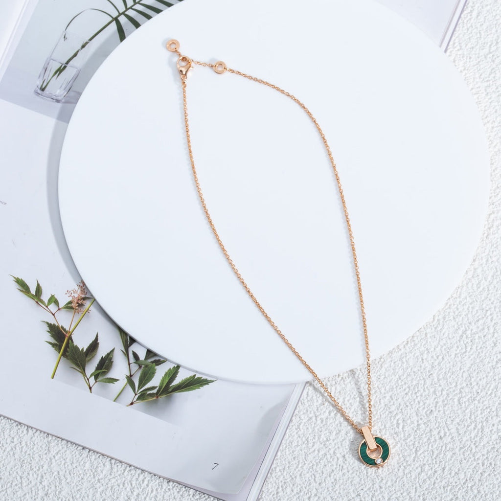 BVLGARI GARI NECKLACE PINK GOLD MALACHITE