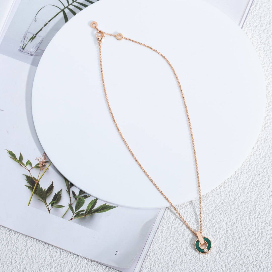 BVLGARI GARI NECKLACE PINK GOLD MALACHITE