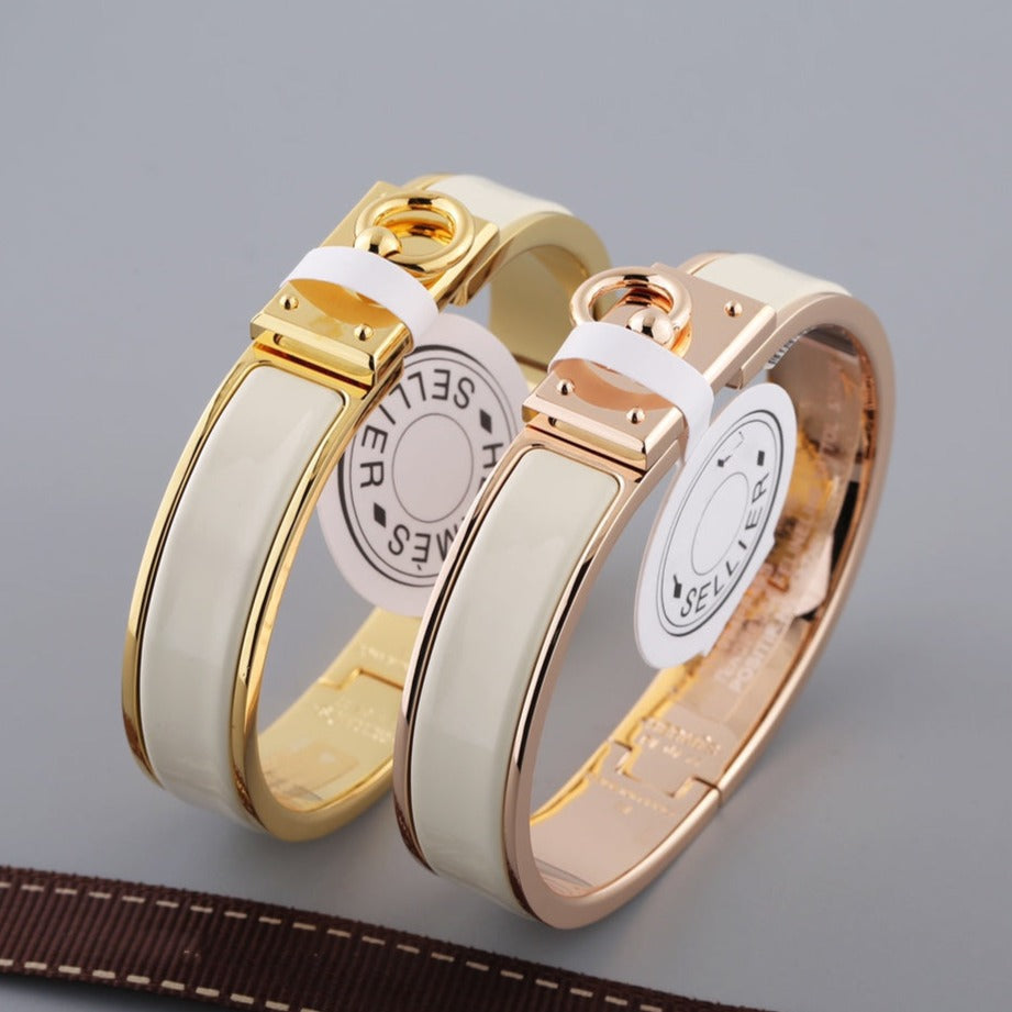 HERMES H RING LOCK BRACELET 12MM GREY
