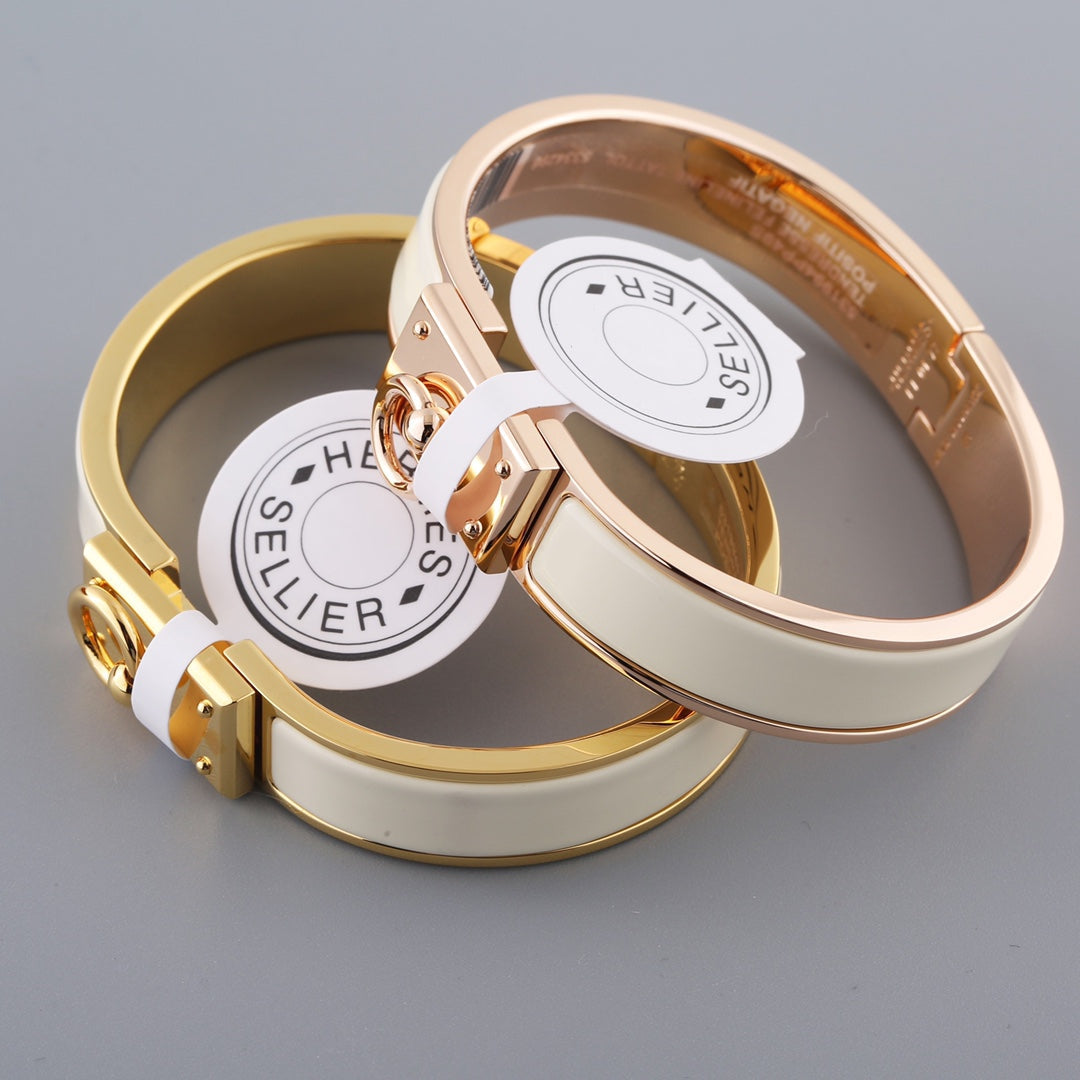 HERMES H RING LOCK BRACELET 12MM GREY