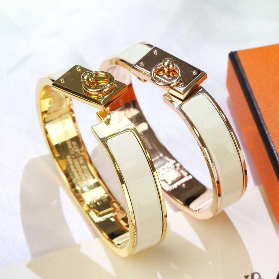 HERMES H RING LOCK BRACELET 12MM GREY