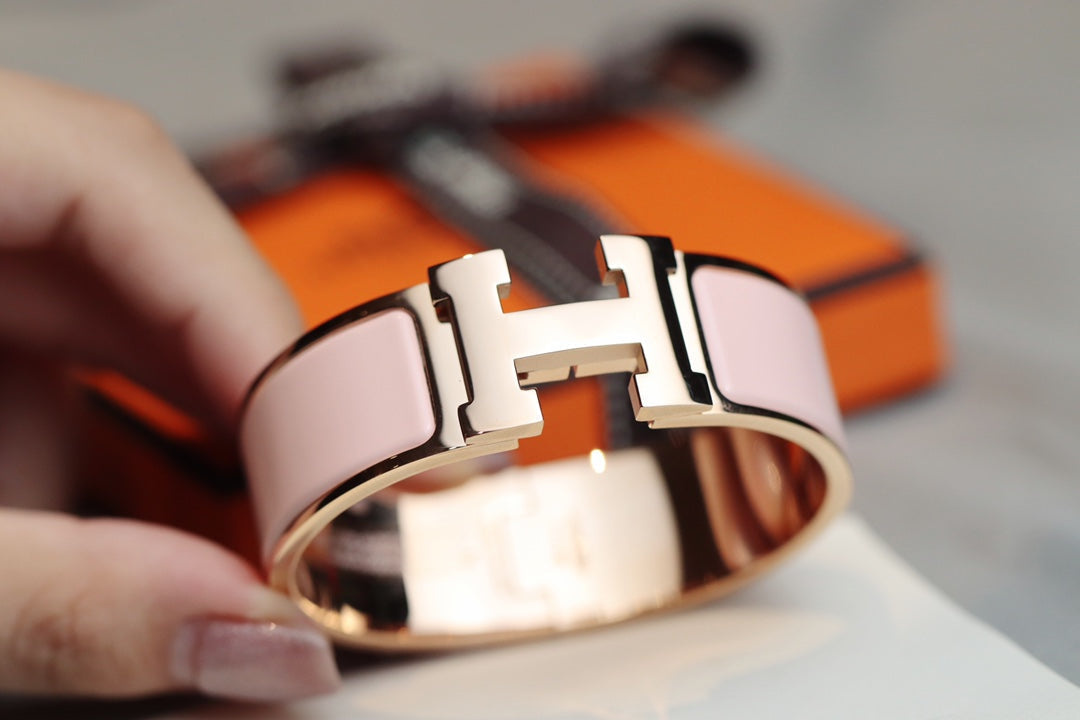 HERMES H BRACELET 18MM PINK GOLD