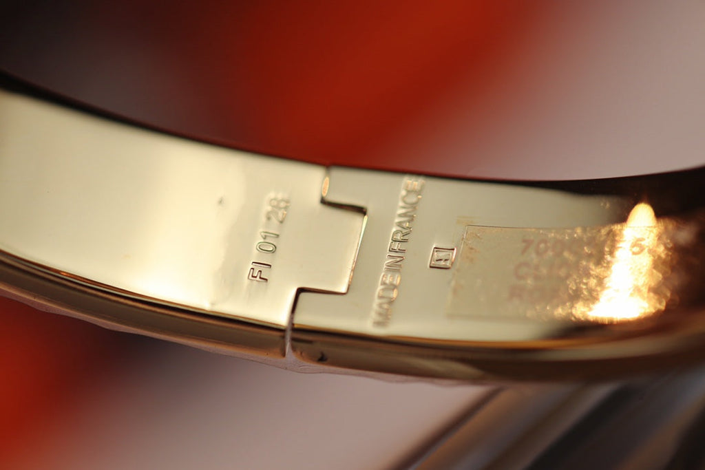 HERMES H LOCK RED GOLD BRACELET 12MM