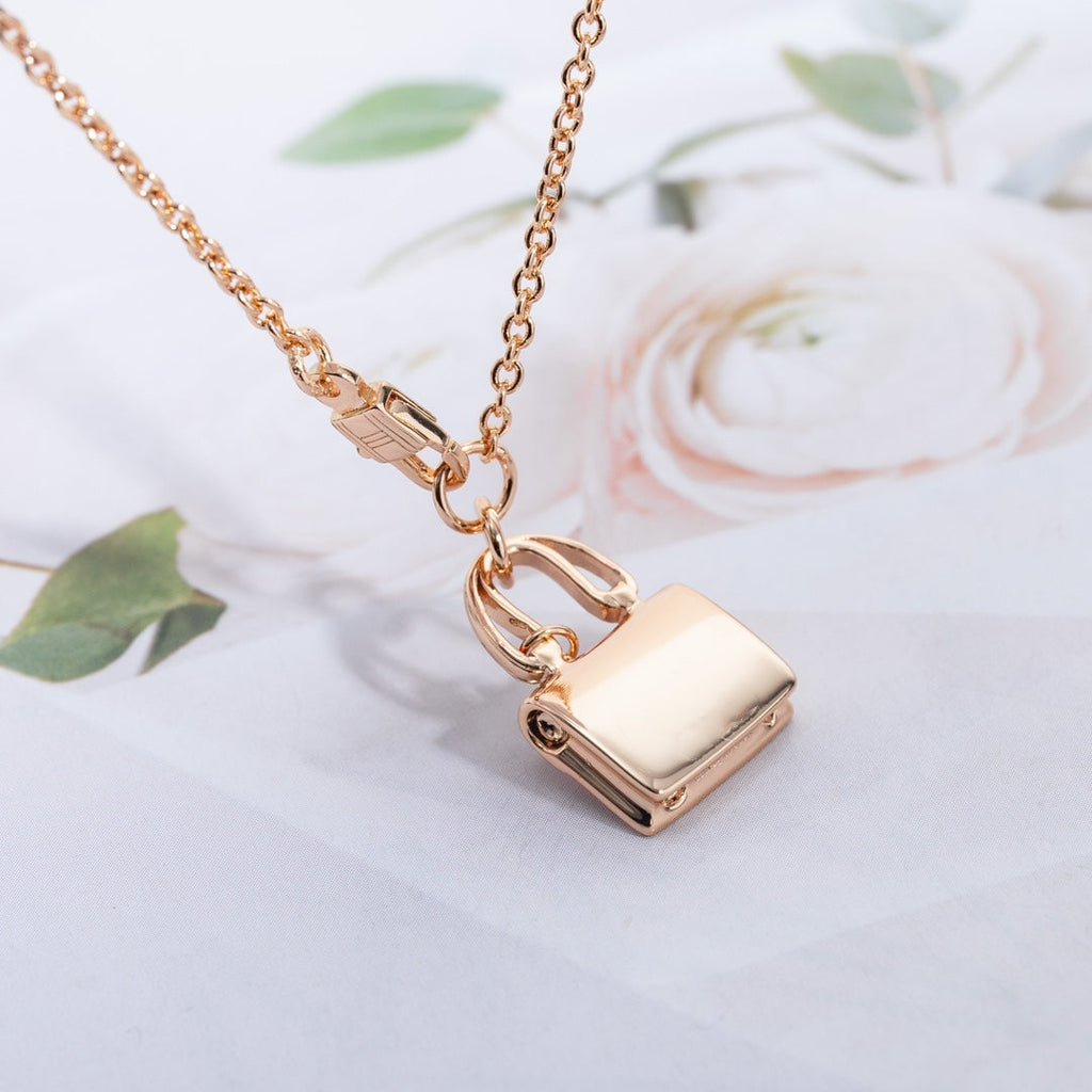 HERMES AMULETTE CONSTANCE PEDANT PINK GOLD NECKLACE