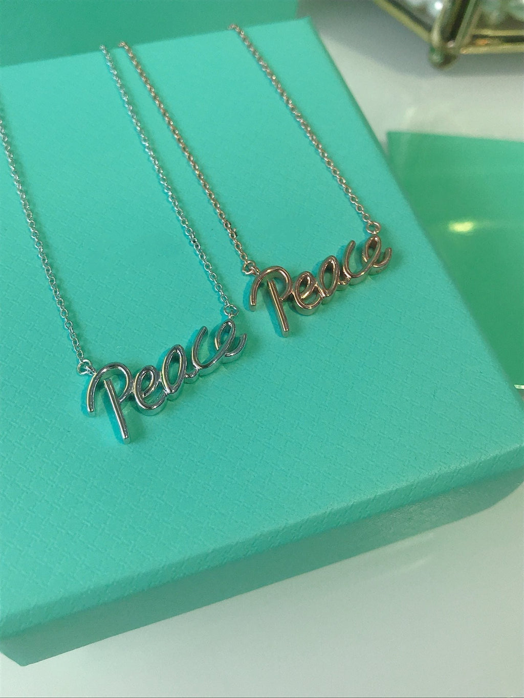 TIFFANY PEACE TEXT PEDANT NECKLACE