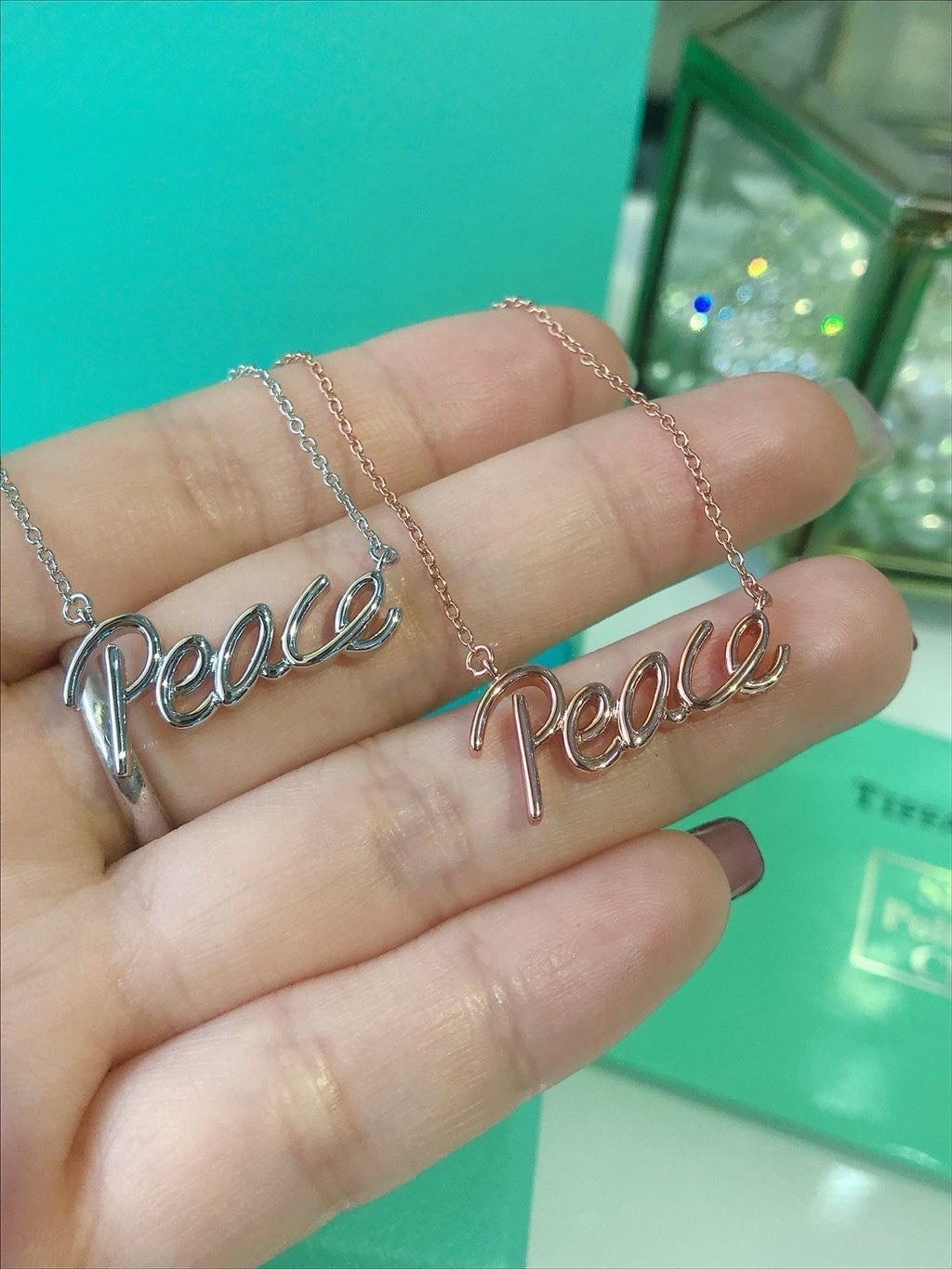 TIFFANY PEACE TEXT PEDANT NECKLACE