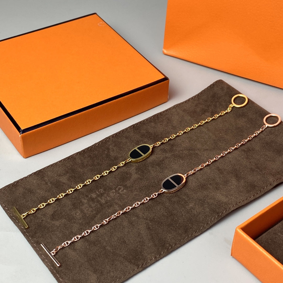 HERMES CHAINE BLACK CERAMIC BRACELET