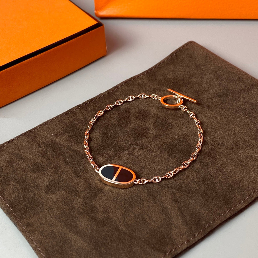 HERMES CHAINE BLACK CERAMIC BRACELET