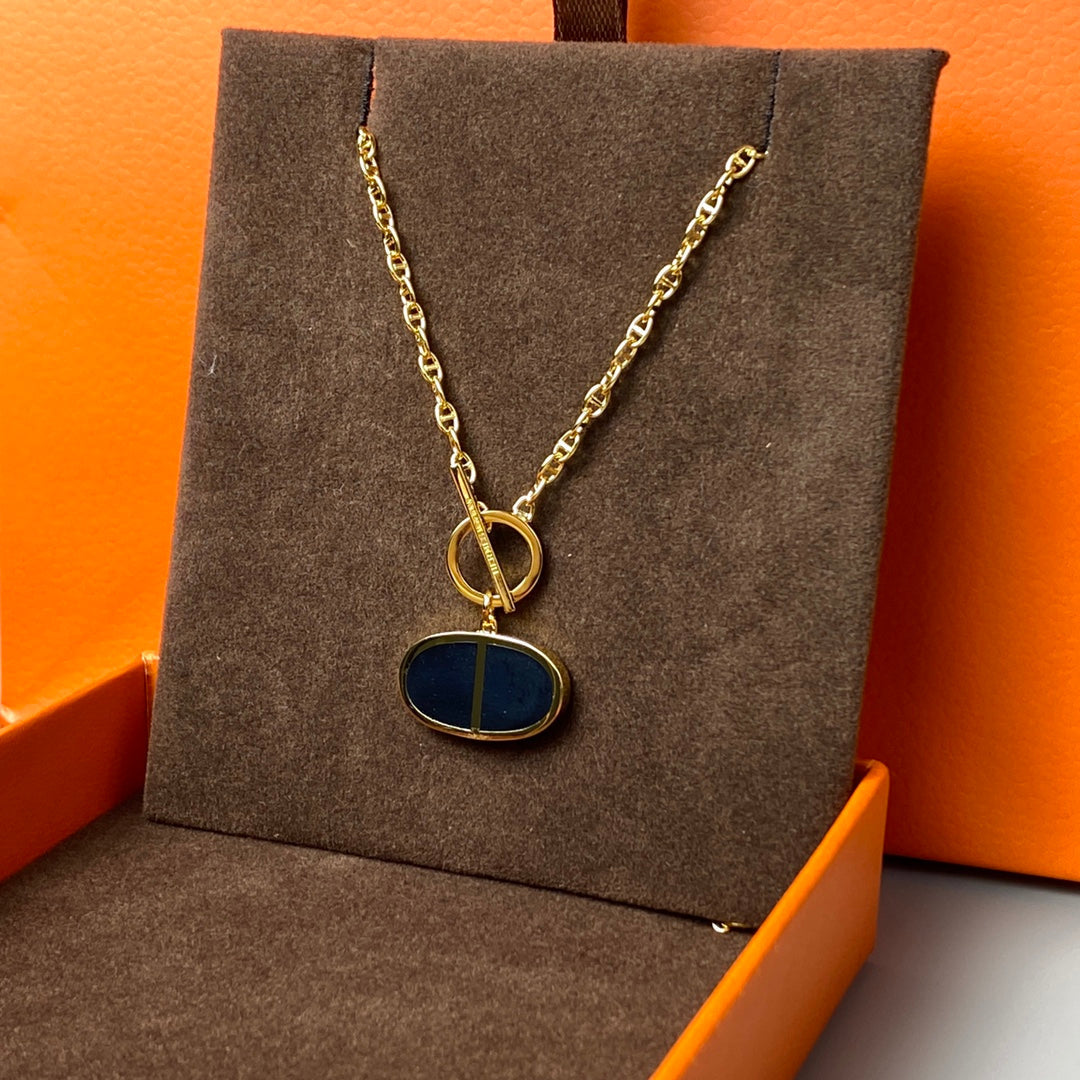HERMES CHAINE VERSO BLACK CERAMIC NECKLACE