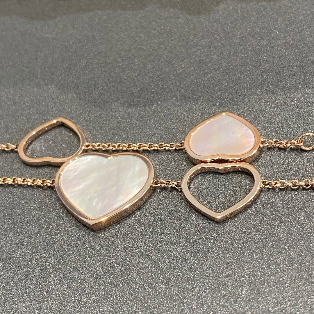 CHOPARD HAPPY HEART WHITE MOP PINK GOLD BRACELET