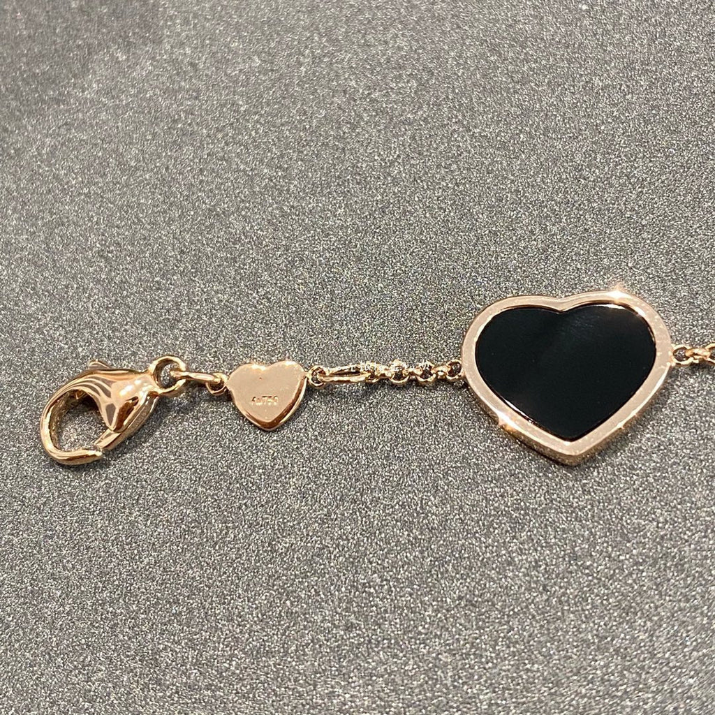 CHOPARD HAPPY HEART ONYX PINK GOLD BRACELET