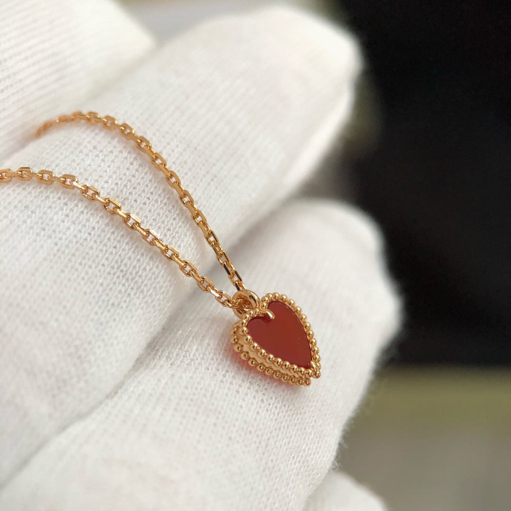CHOPARD HEART CARNELIAN PINK GOLD NECKLACE