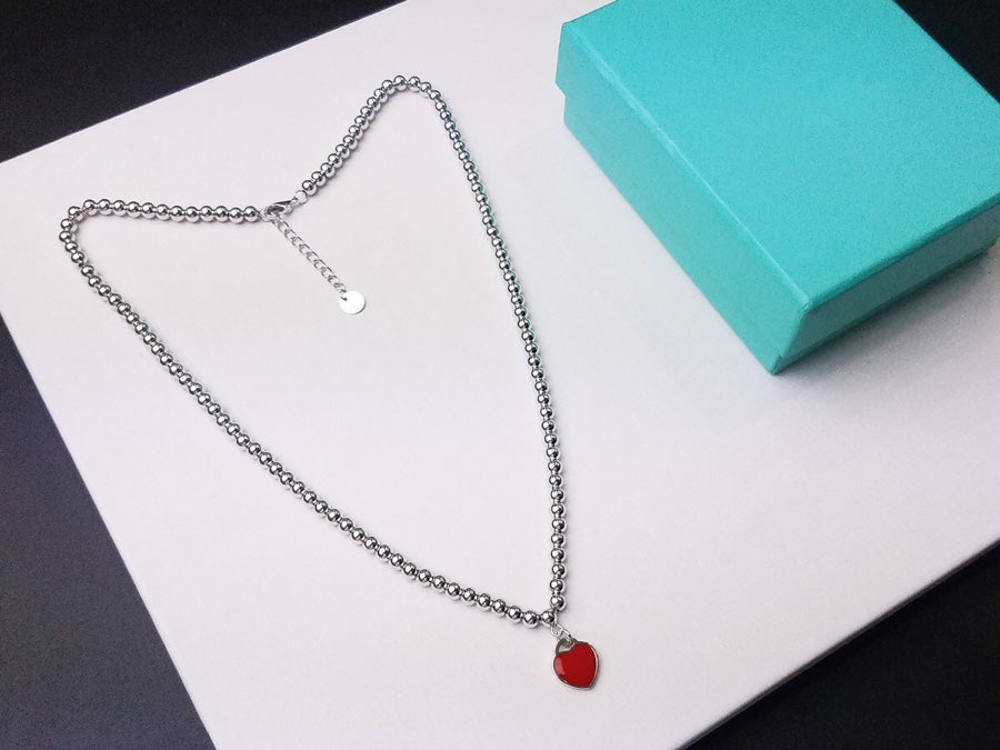 TIFFANY HEART PEDANT SILVER BALL CHAIN NECKLACE