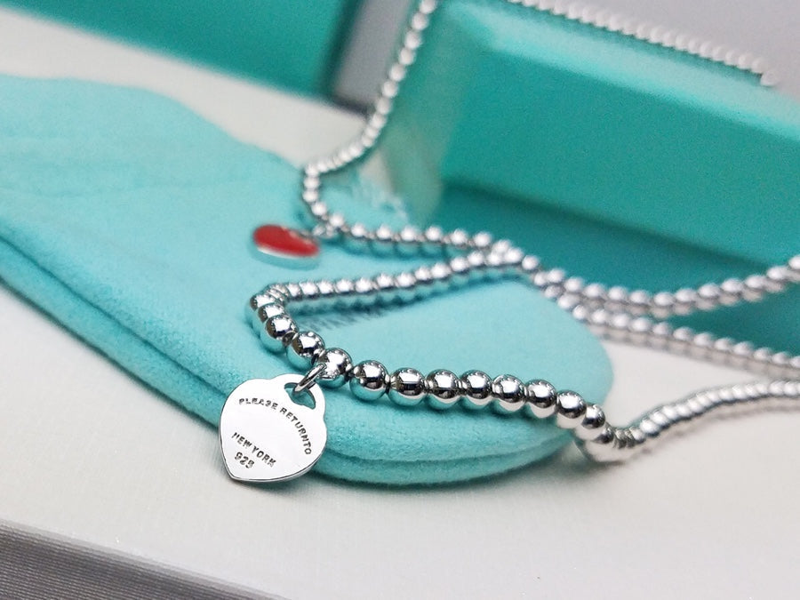 TIFFANY HEART PEDANT SILVER BALL CHAIN NECKLACE