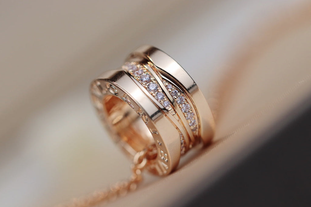 BVLGARI ZERO 1 PINK GOLD NECKLACE DIAMOND