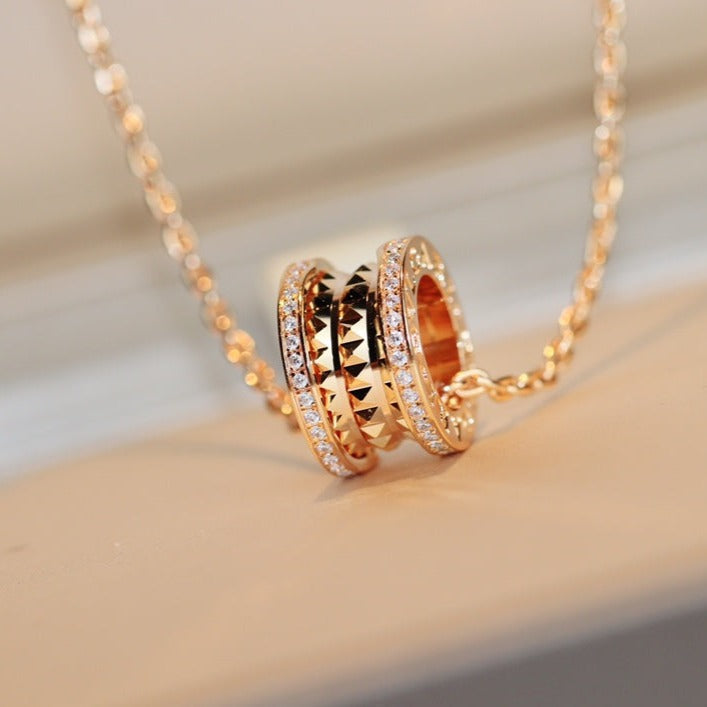 BVLGARI ZERO 1 ROCK PEDANT PINK GOLD NECKLACE