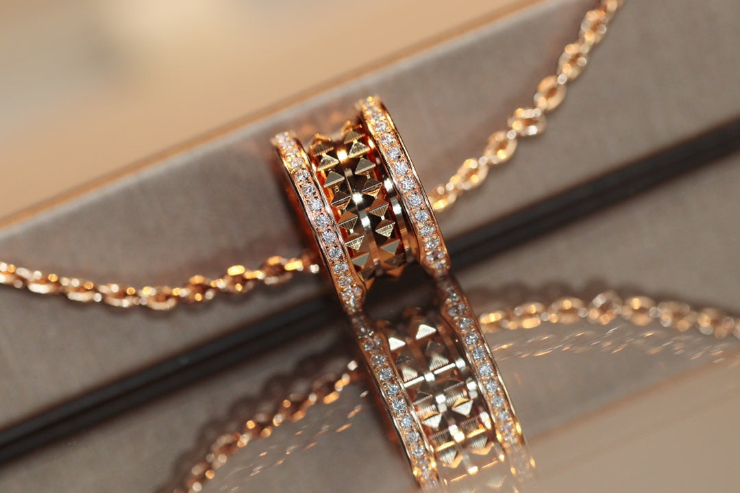 BVLGARI ZERO 1 ROCK PEDANT PINK GOLD NECKLACE
