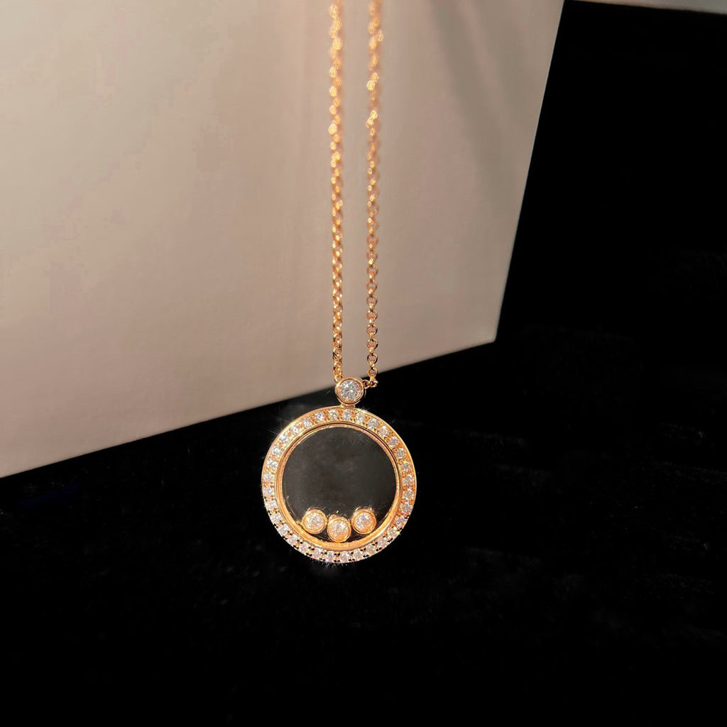 CHOPARD HAPPY HEART DIAMOND PINK GOLD NECKLACE