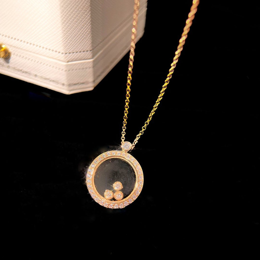 CHOPARD HAPPY HEART DIAMOND PINK GOLD NECKLACE