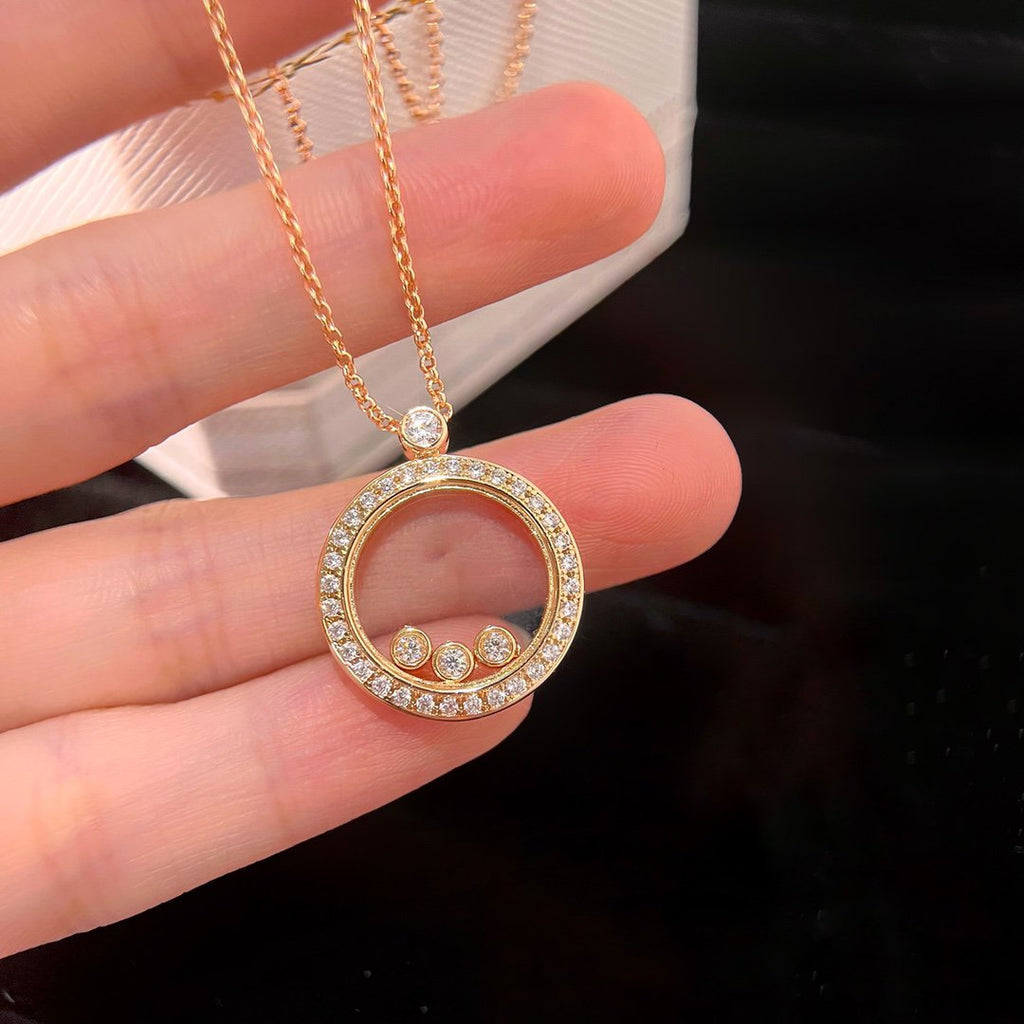 CHOPARD HAPPY HEART DIAMOND PINK GOLD NECKLACE