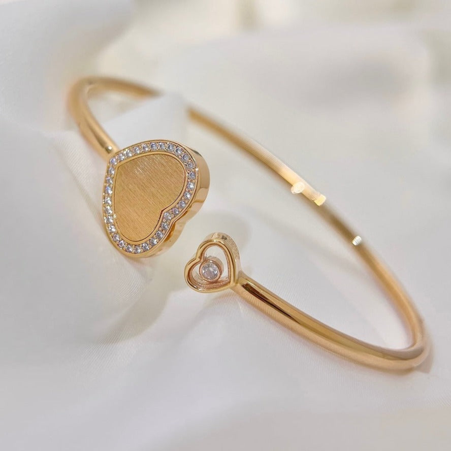 CHOPARD HAPPY HEART BRACELET PINK GOLD TIGER EYE DIAMOND