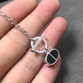HERMES CHAINE VERSO BLACK CERAMIC SILVER NECKLACE