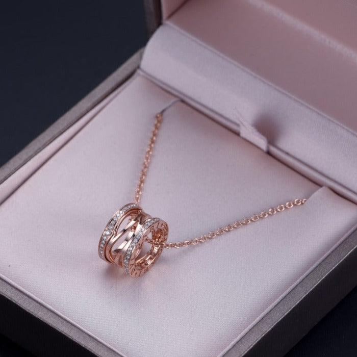 BVLGARI ZERO 1 PINK GOLD DIAMOND OPEN NECKLACE