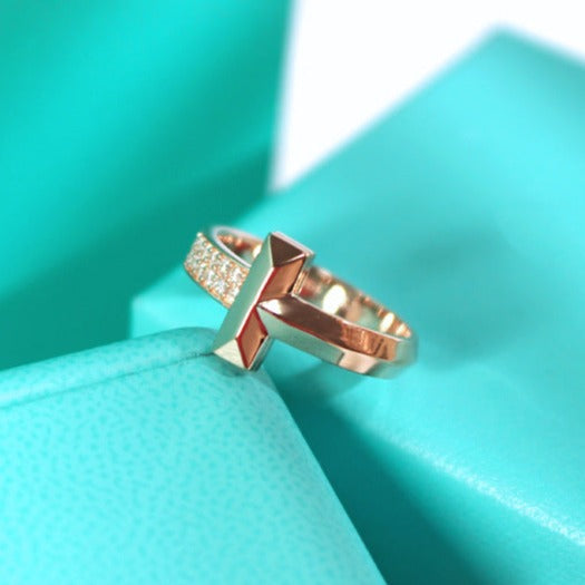 TIFFANY T1 NARROW DIAMOND PINK GOLD RING