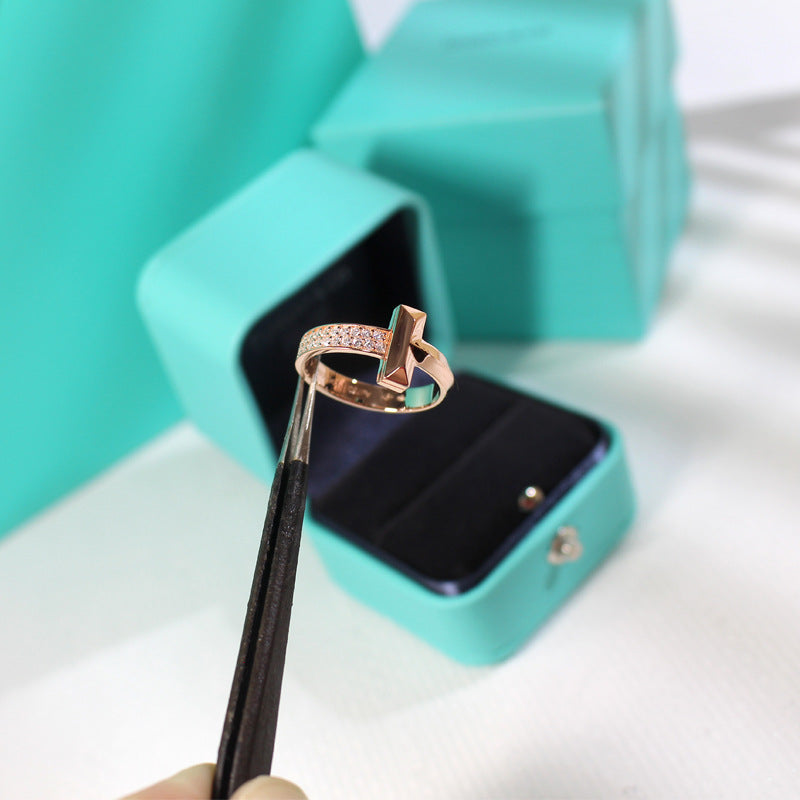 TIFFANY T1 NARROW DIAMOND PINK GOLD RING