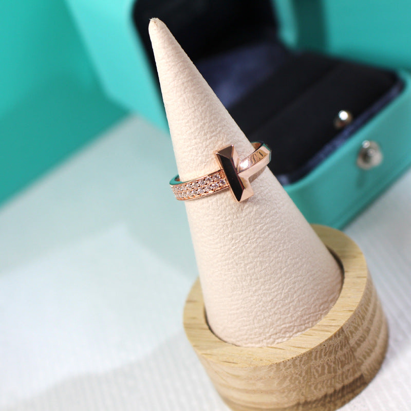 TIFFANY T1 NARROW DIAMOND PINK GOLD RING