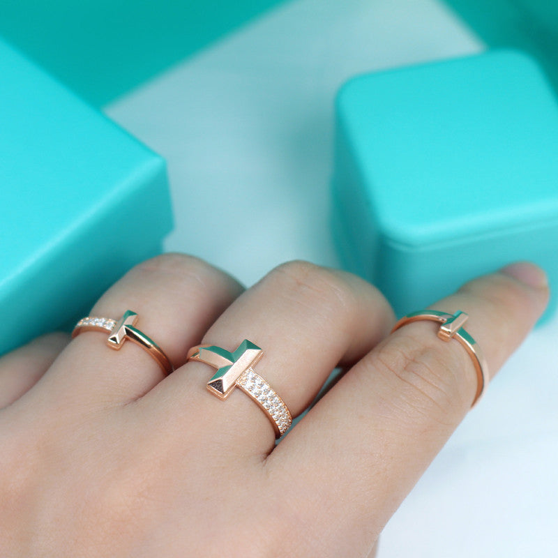 TIFFANY T1 NARROW DIAMOND PINK GOLD RING