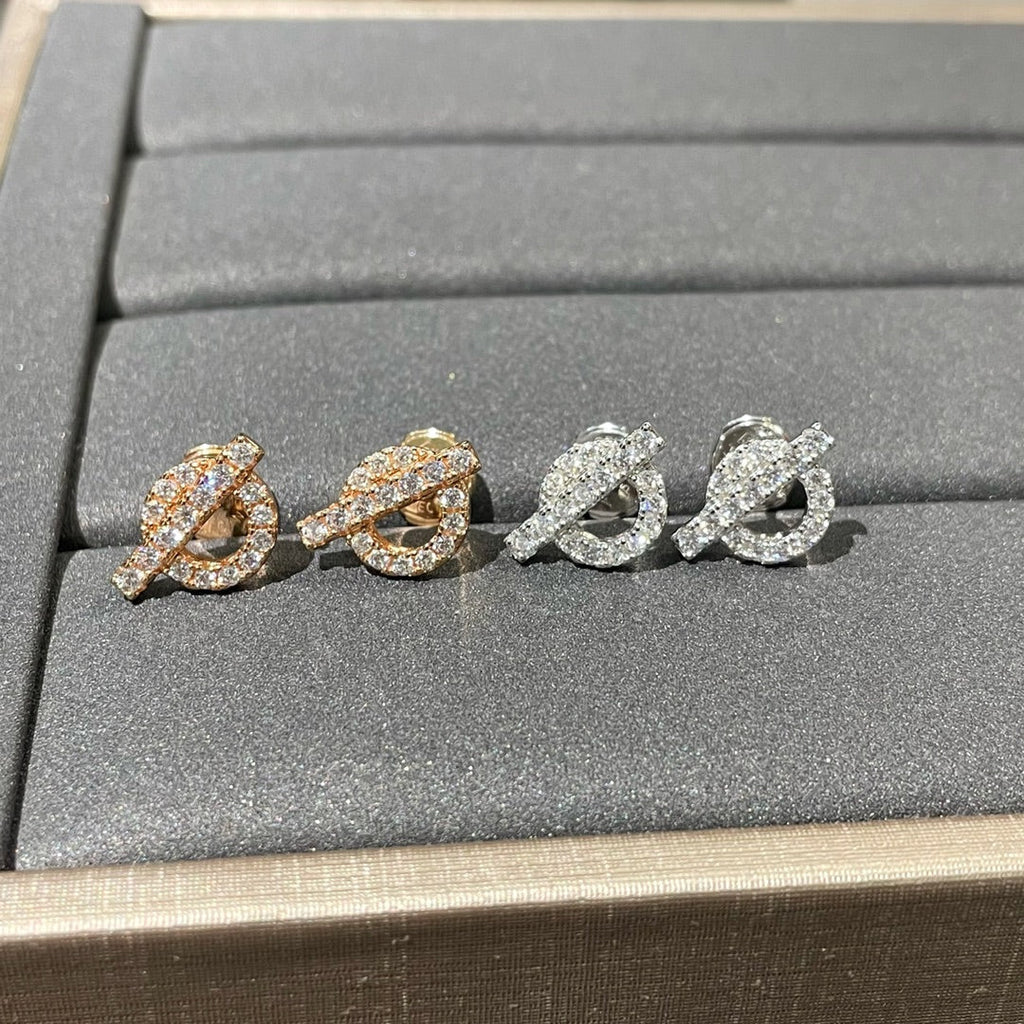HERMES ECHAPPEE MINI DIAMOND STUD EARRINGS