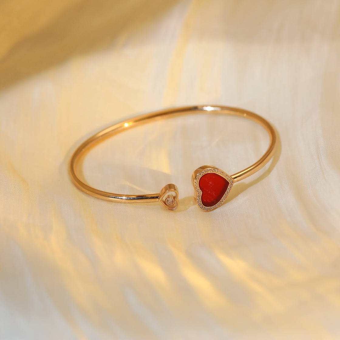 CHOPARD HAPPY HEART BRACELET PINK GOLD DIAMOND