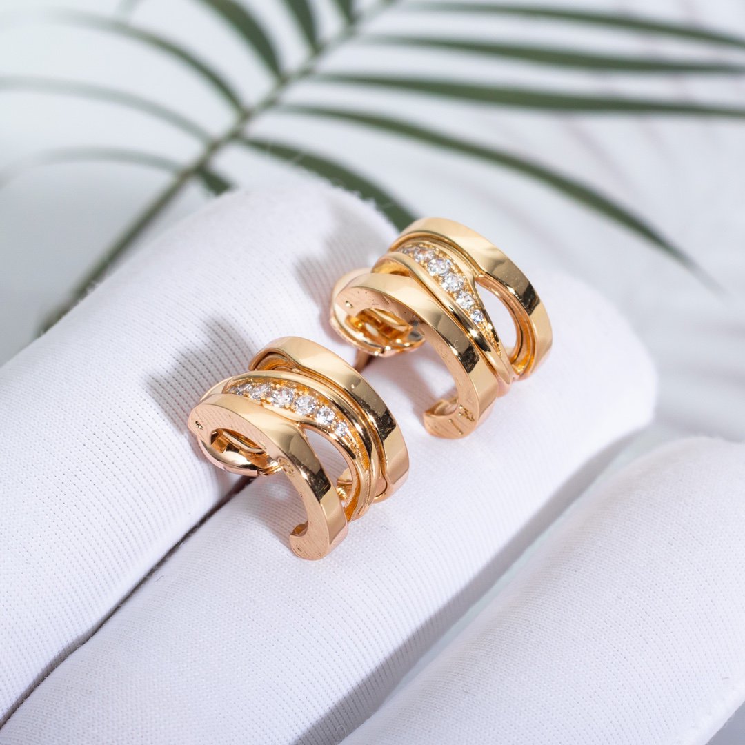 BVLGARI ZERO 1 PINK GOLD DIAMONDS EARRINGS