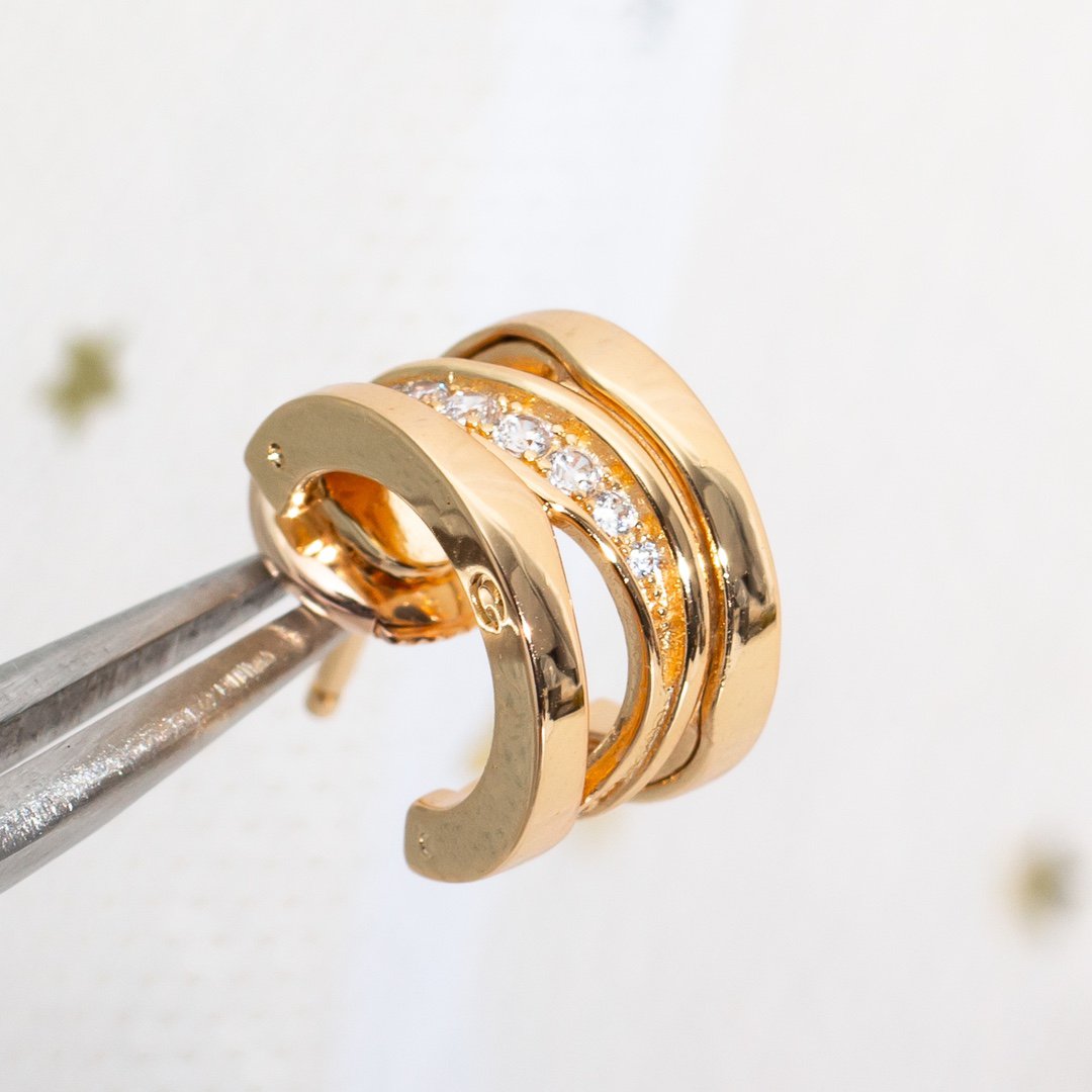 BVLGARI ZERO 1 PINK GOLD DIAMONDS EARRINGS