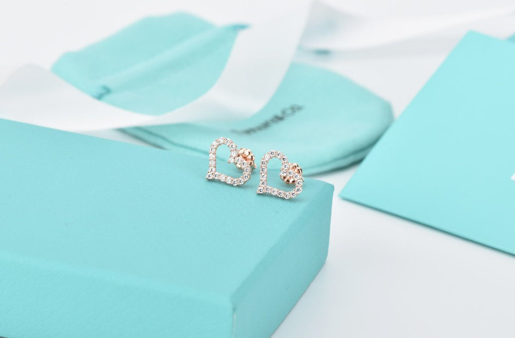 TIFFANY OPEN HEART STUD DIAMOND EARRINGS