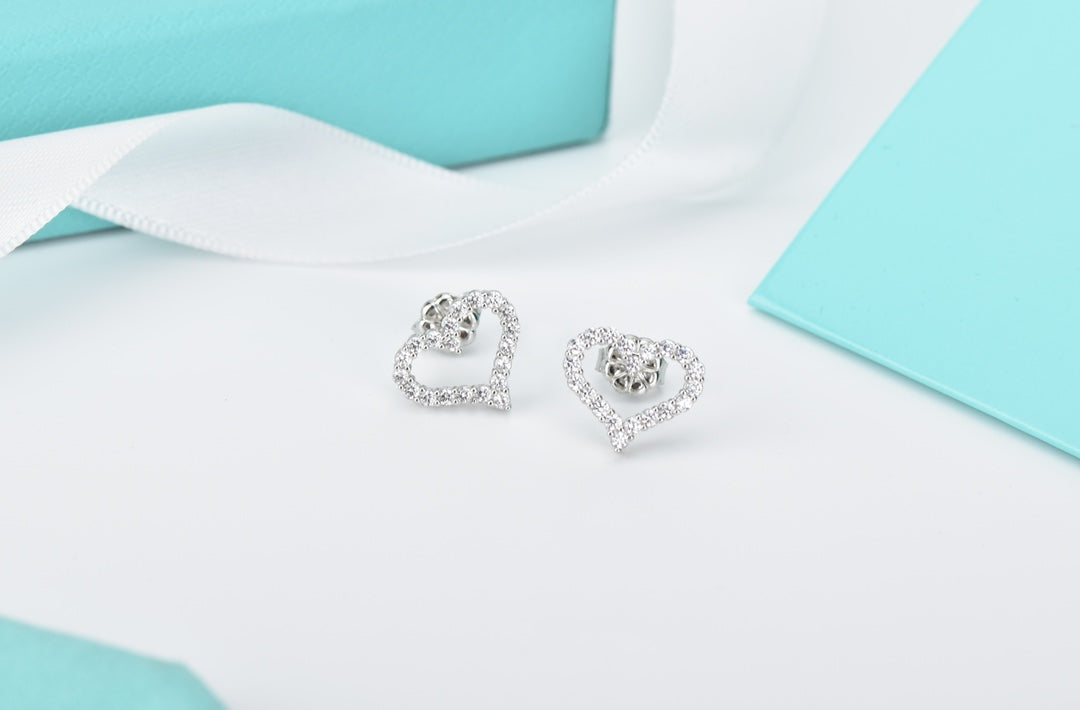 TIFFANY OPEN HEART STUD DIAMOND EARRINGS