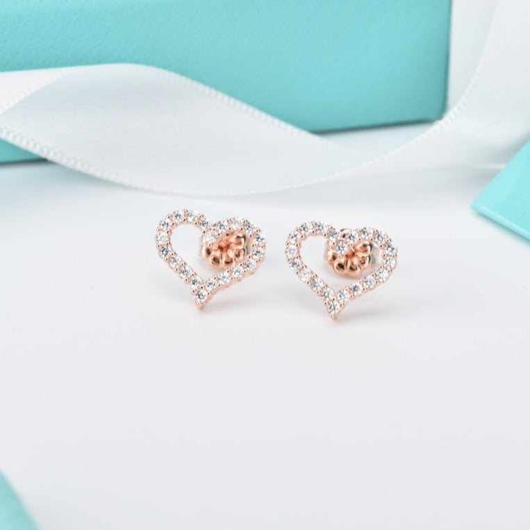 TIFFANY OPEN HEART STUD DIAMOND EARRINGS