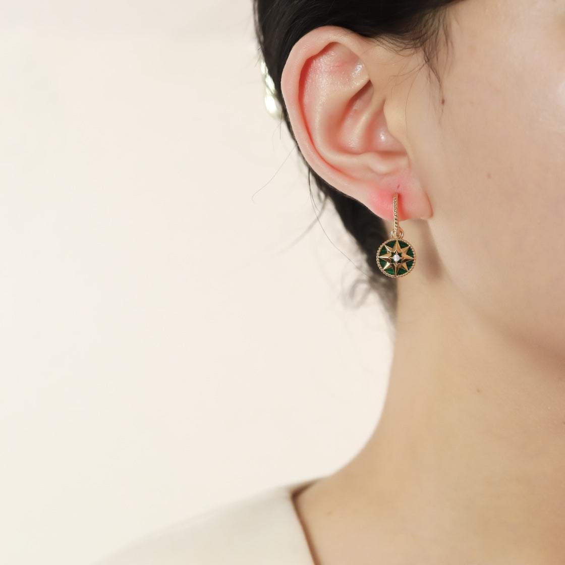 DIOR LUCKY STAR GOLD MALACHITE EARRINGS