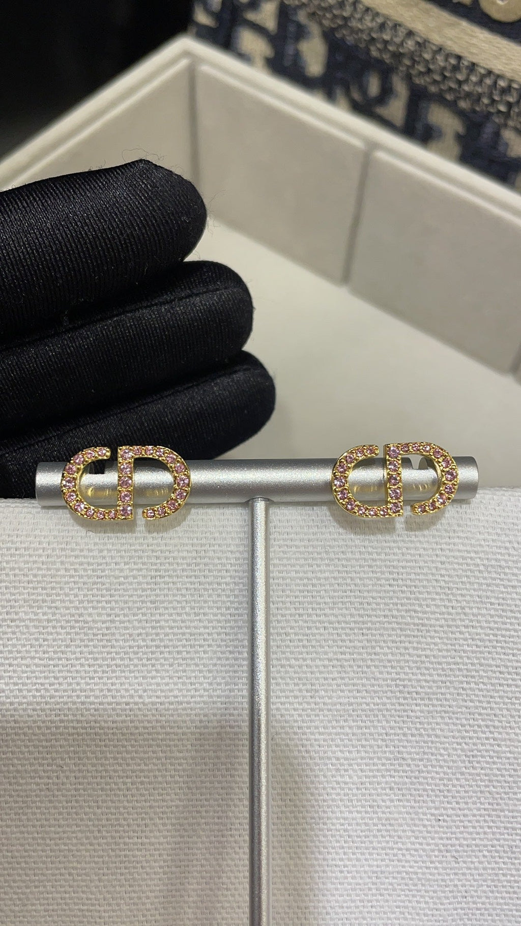 DIOR PETIT CD DIAMOND GOLD STUD EARRINGS