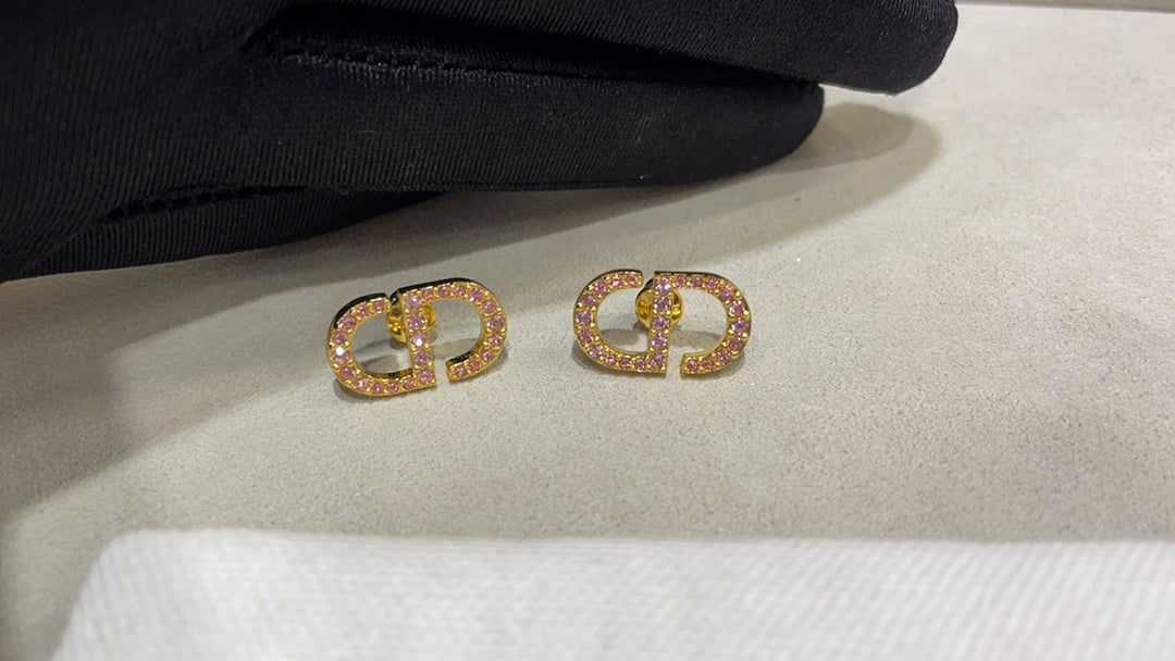 DIOR PETIT CD DIAMOND GOLD STUD EARRINGS