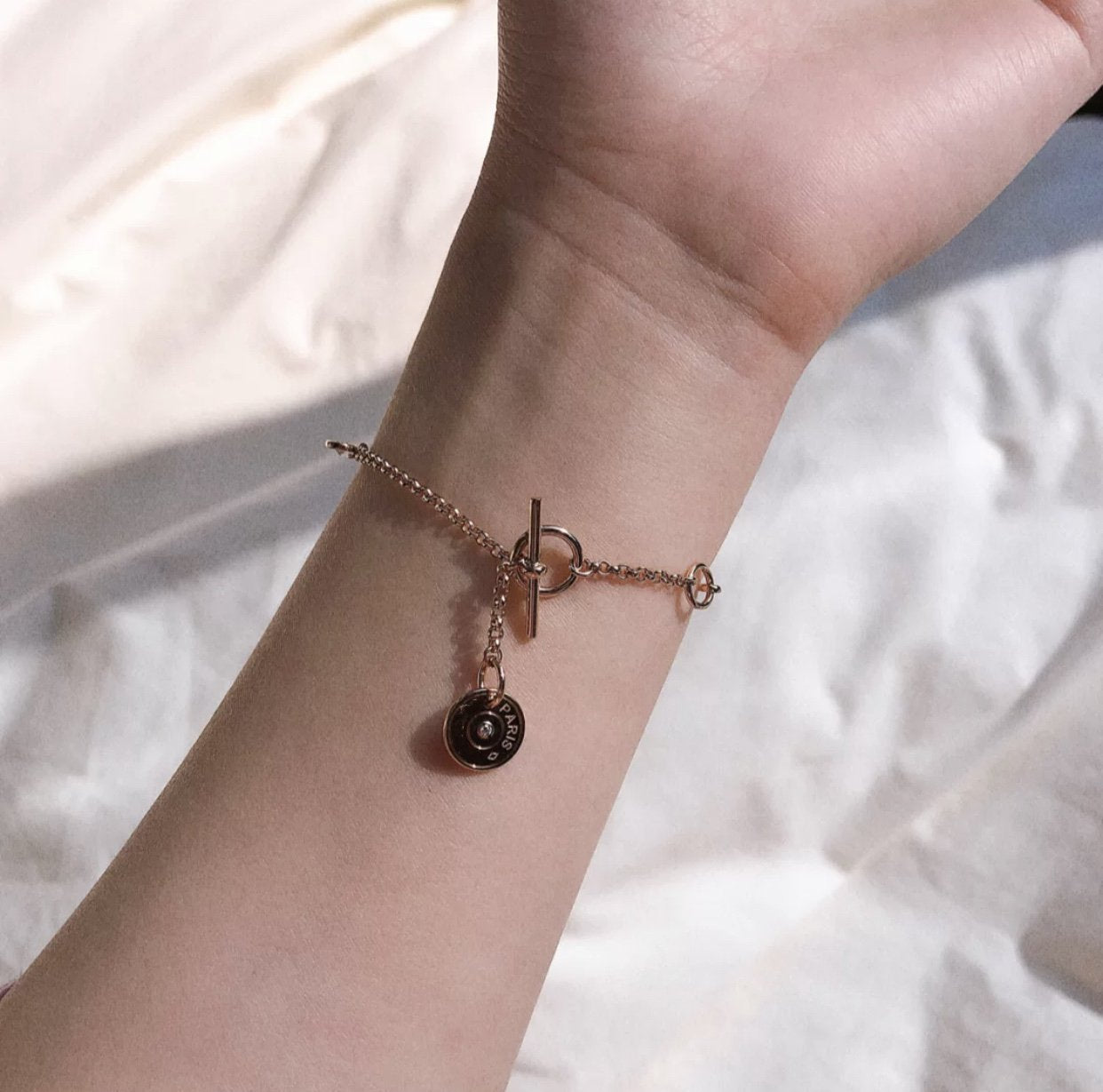 HERMES ECHAPPEE PINK GOLD BRACELET