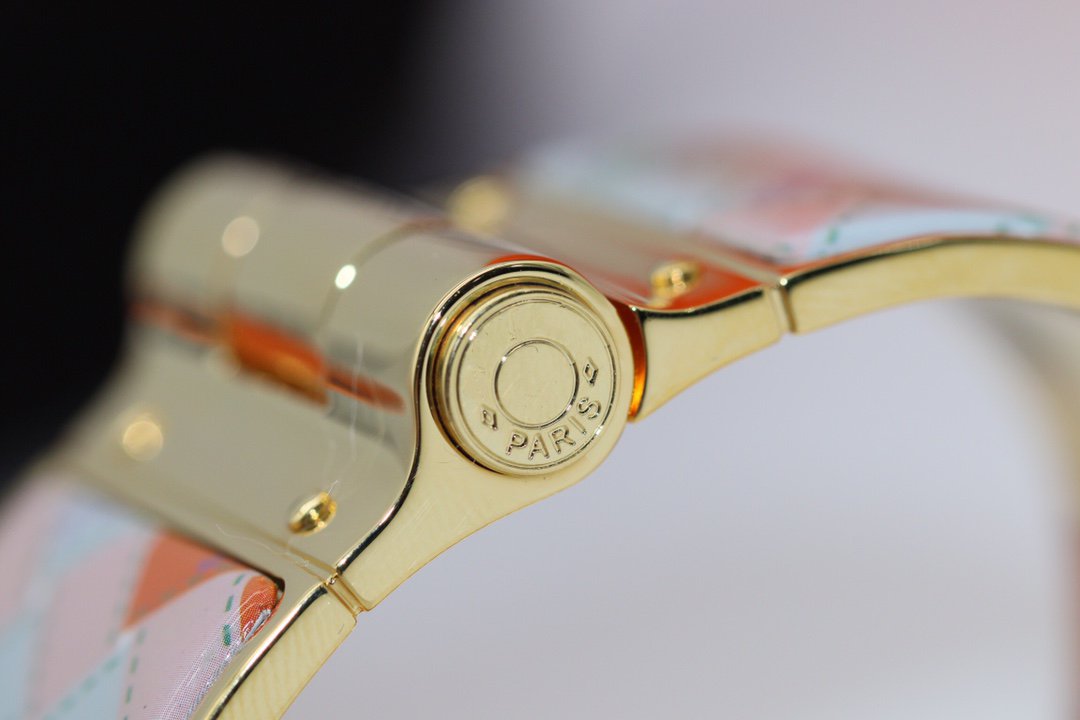 HERMES MULTICOLOR PINK BLUE HINGED BRACELET 36MM
