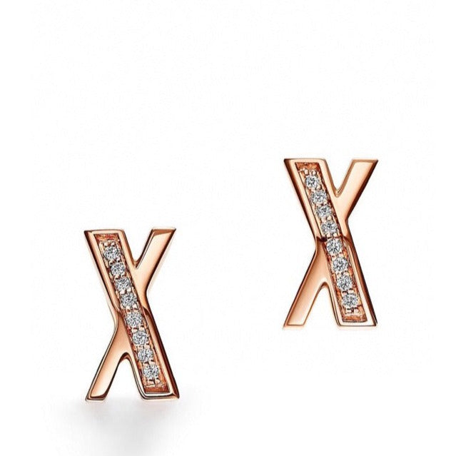 TIFFANY X EARRINGS ROSE GOLD DIAMONDS