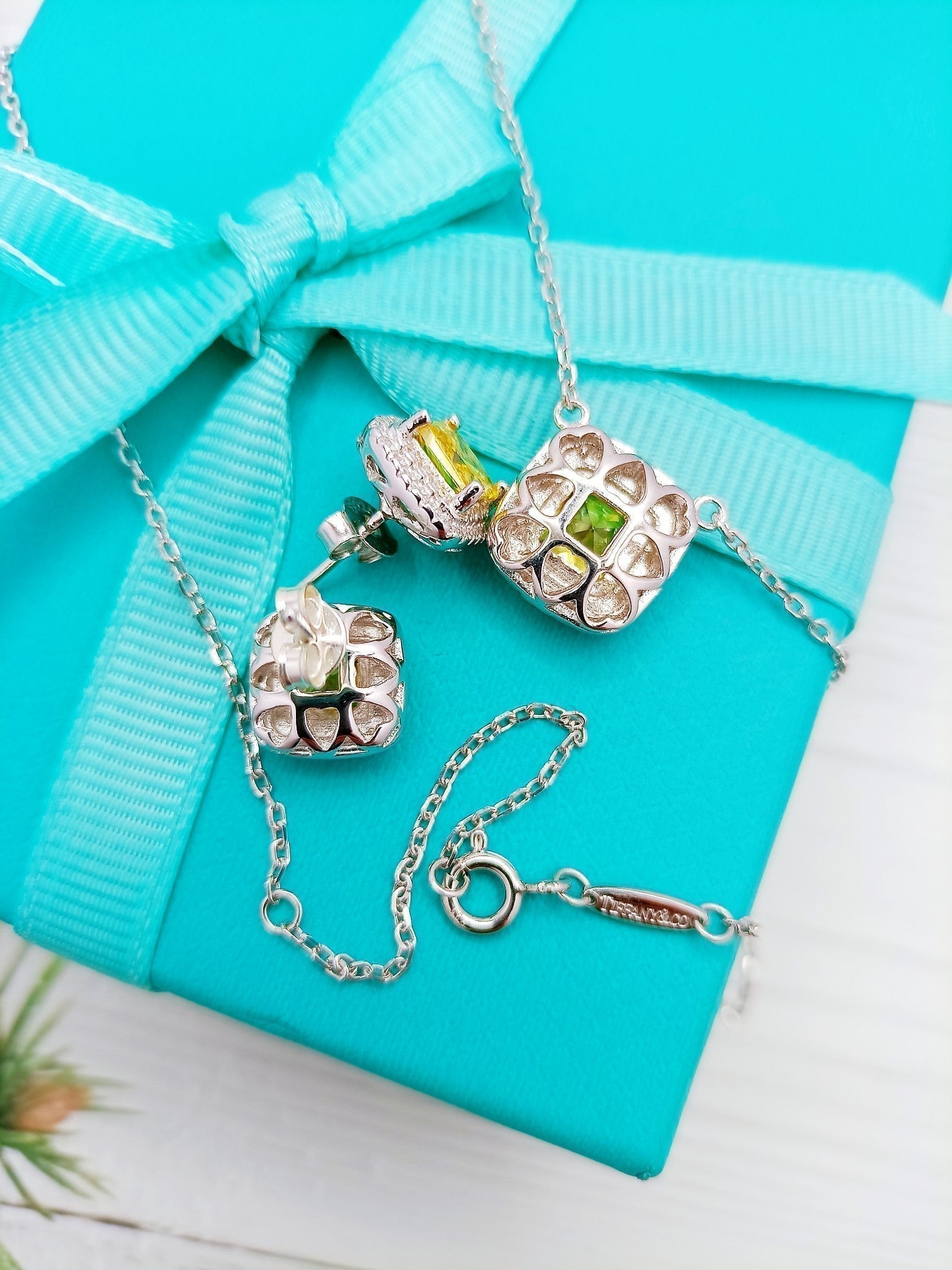 TIFFANY SPARKLERS CITRINE GEMSTONE PENDANT NECKLACE STERLING SILVER