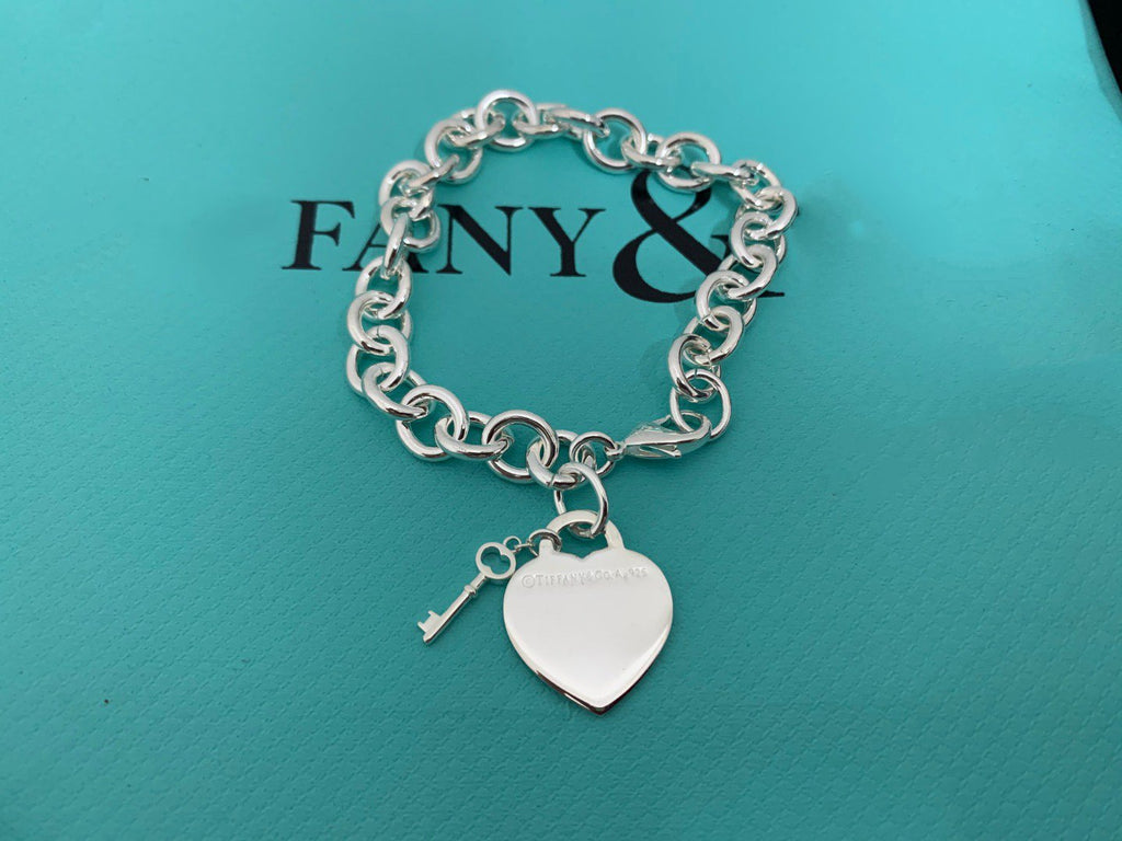 TIFFANY KEY HEART CARD CHUNKY INTERLOCKING BRACELET LENGTH