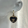 Heart Chanel Quilted Drop Earrings