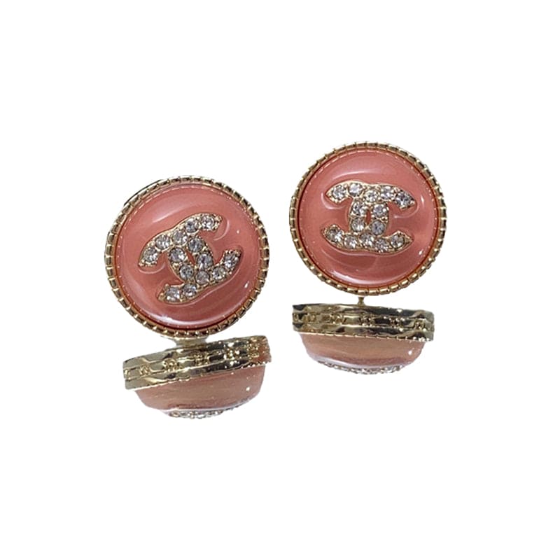 18K  Chanel Pearl Crystal Stud Earrings