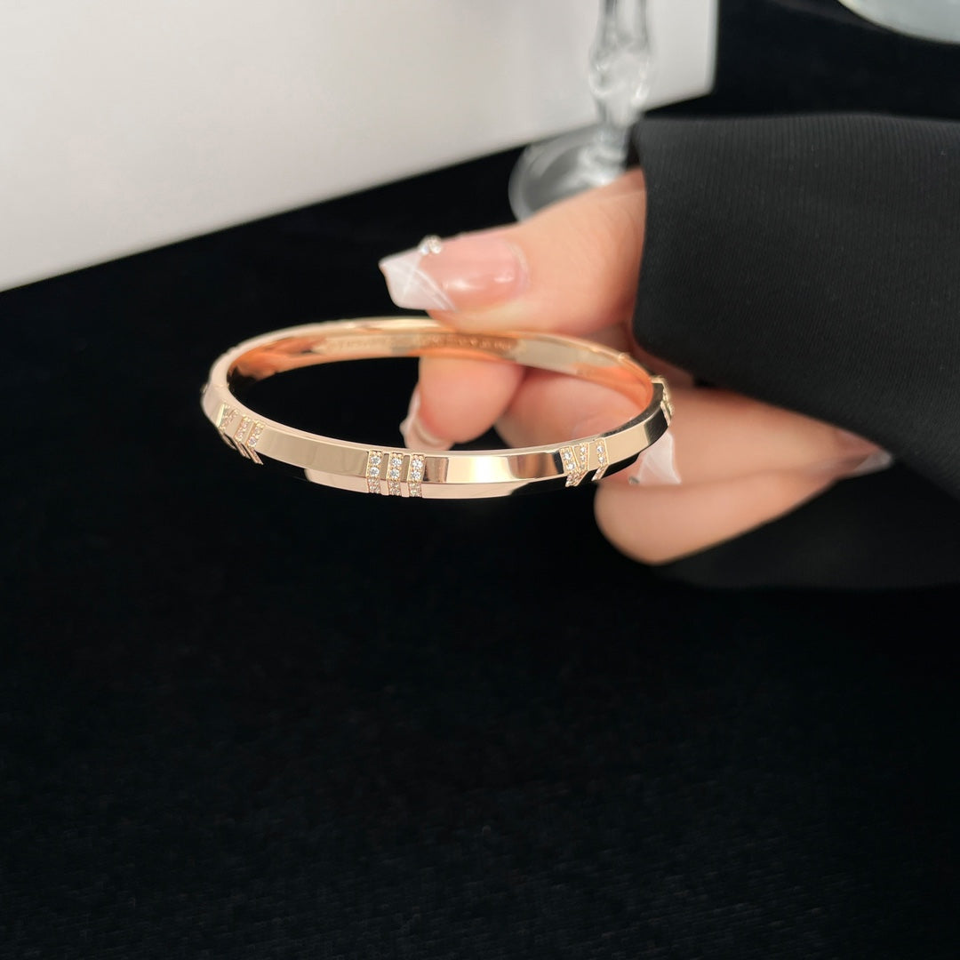 TIFFANY ATLAS BRACELET 6MM DIAMOND PINK GOLD
